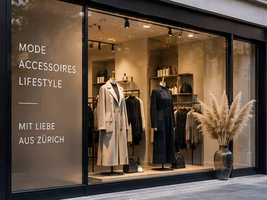 Schaufensterbeschriftung für eine Mode-Boutique in Zürich – Beispiel