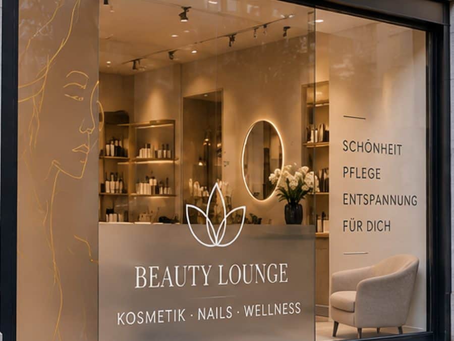 Schaufensterbeschriftung für ein Kosmetik- und Beautystudio in Zürich – Beispiel